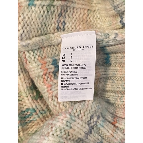 American Eagle Sweater Women Sz L Ivory Speckled Cable Knit Confetti Soft Cozy - Picture 6 of 9